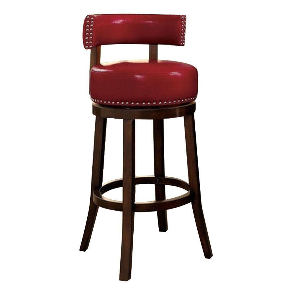 Transitional Bar Stool CM-BR6251RD-24-2PK Shirley CM-BR6251RD-24-2PK in Red Leatherette
