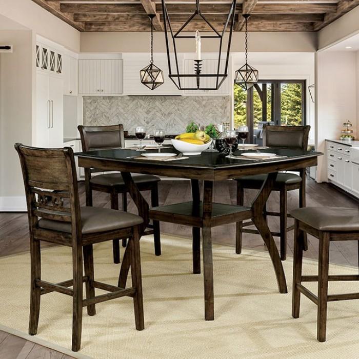 

    
Transitional Rustic Oak Solid Wood Counter Height Table Furniture of America Flick CM3023PT
