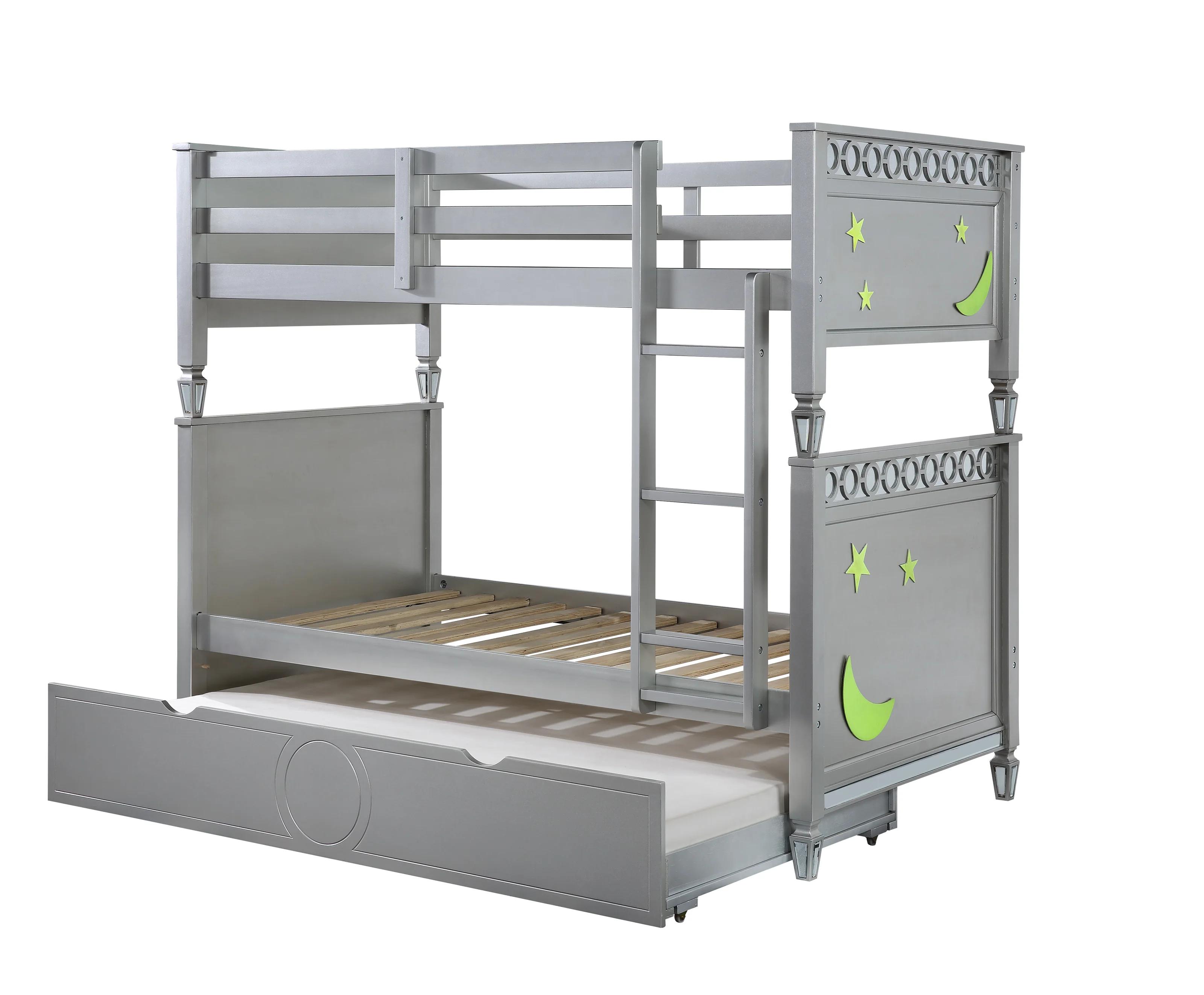 

    
Transitional Silver Convertible Twin/Twin Bunk Bed by Acme Valerie 38325-2pcs
