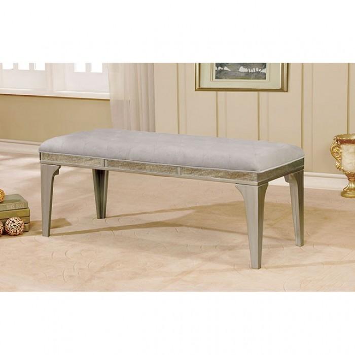 Transitional Dining Bench CM3020BN Diocles CM3020BN in Silver 