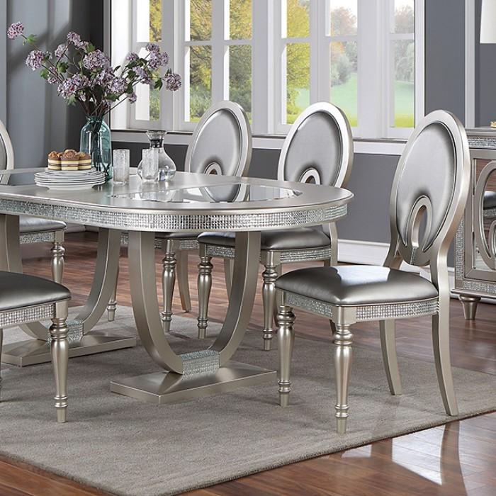 Transitional Dining Table Cathalina Dining Table CM3541SV-T CM3541SV-T in Silver 