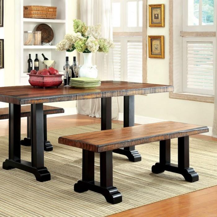 

    
Transitional Tobacco Oak/Black Solid Wood Dining Table Furniture of America Gregory CM3605T
