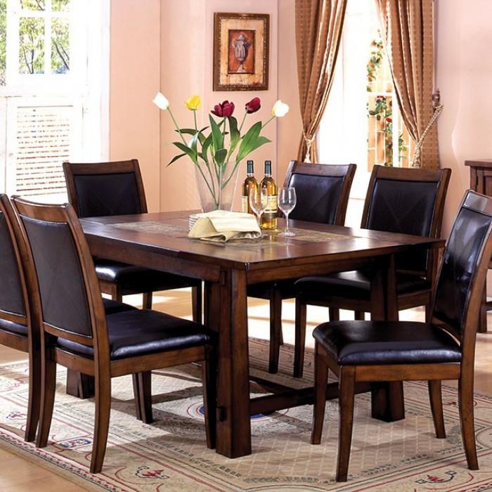 Transitional Dining Table Living Stone Dining Table CM3590T CM3590T in Oak, Tobacco 