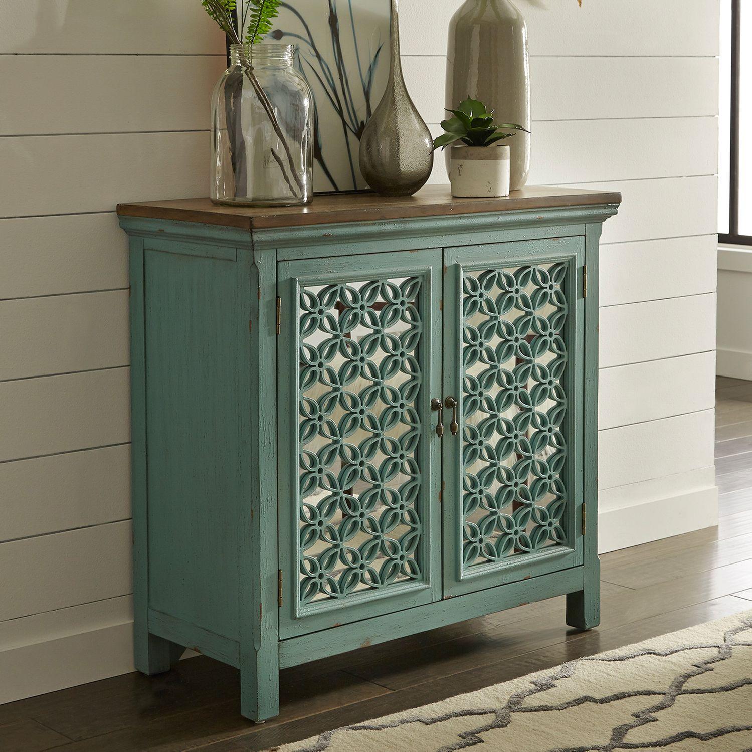 

    
Transitional Turquoise Wood 2 Door Accent Cabinet Kengsinton Liberty Furniture
