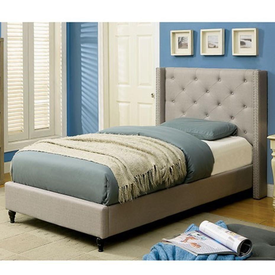Transitional Platform Bed Anabelle Twin Platform Bed CM7677GY-T CM7677GY-T in Warm Gray 
