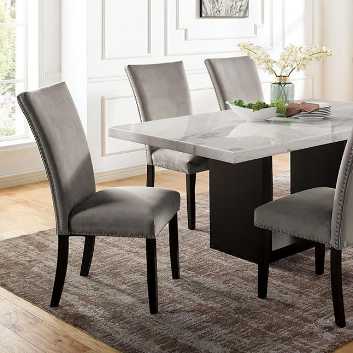 

    
Transitional White & Black Genuine Marble Dining Table Furniture of America CM3744T Kian
