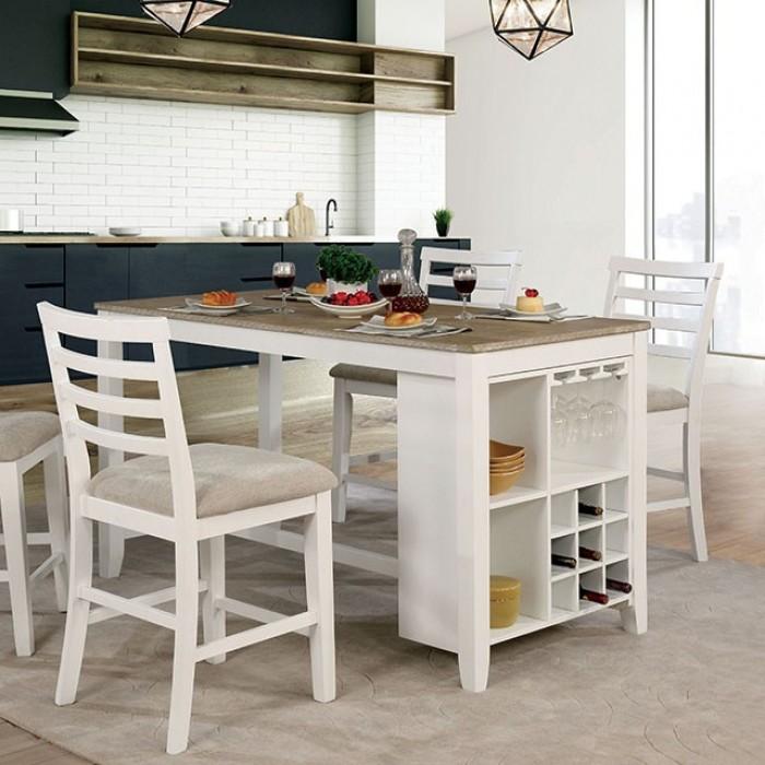 

    
Transitional White Solid Wood Counter Height Table Furniture of America CM3156PT Kiana

