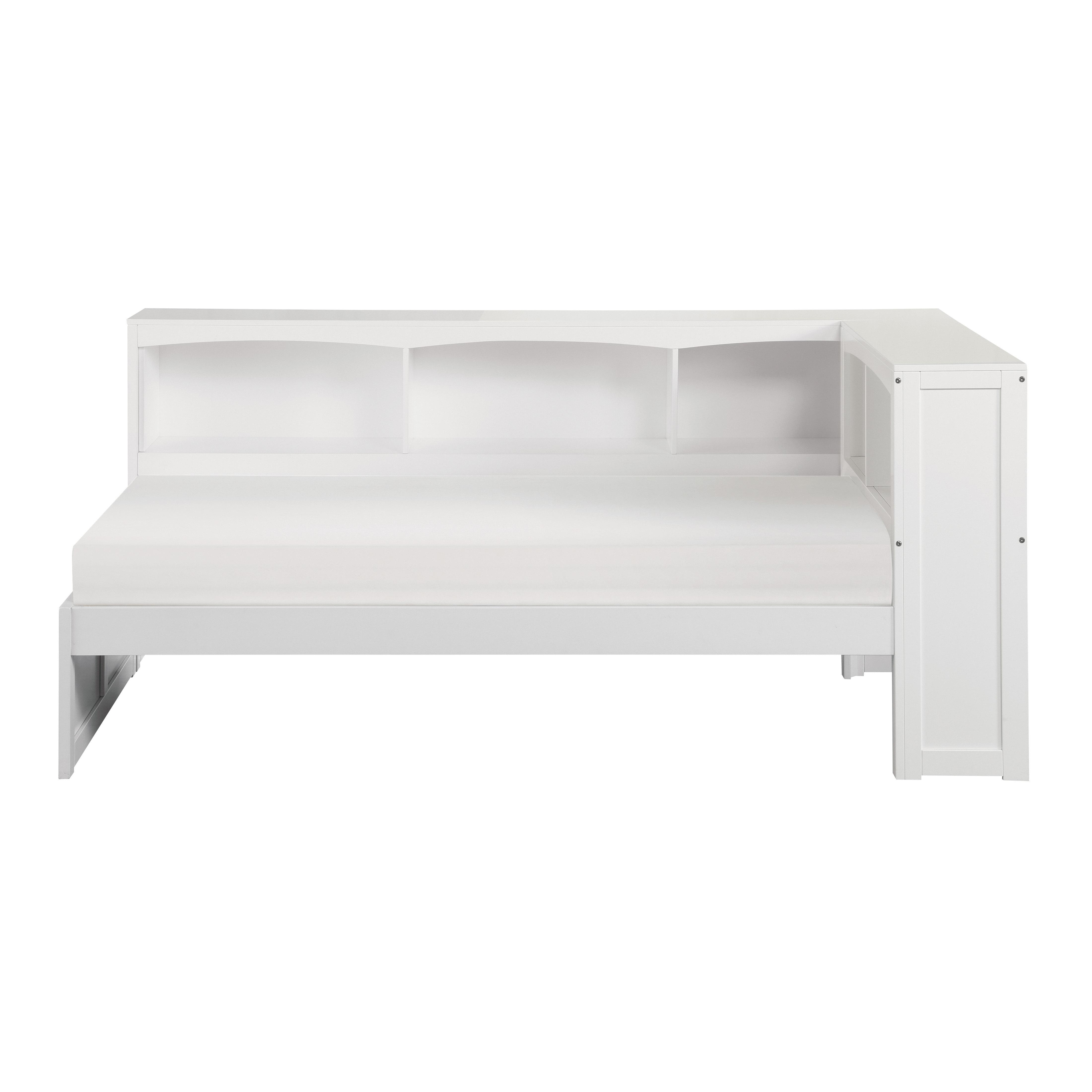

    
Transitional White Wood Twin Bookcase Corner Bed Homelegance B2053BCW-1BC* Galen
