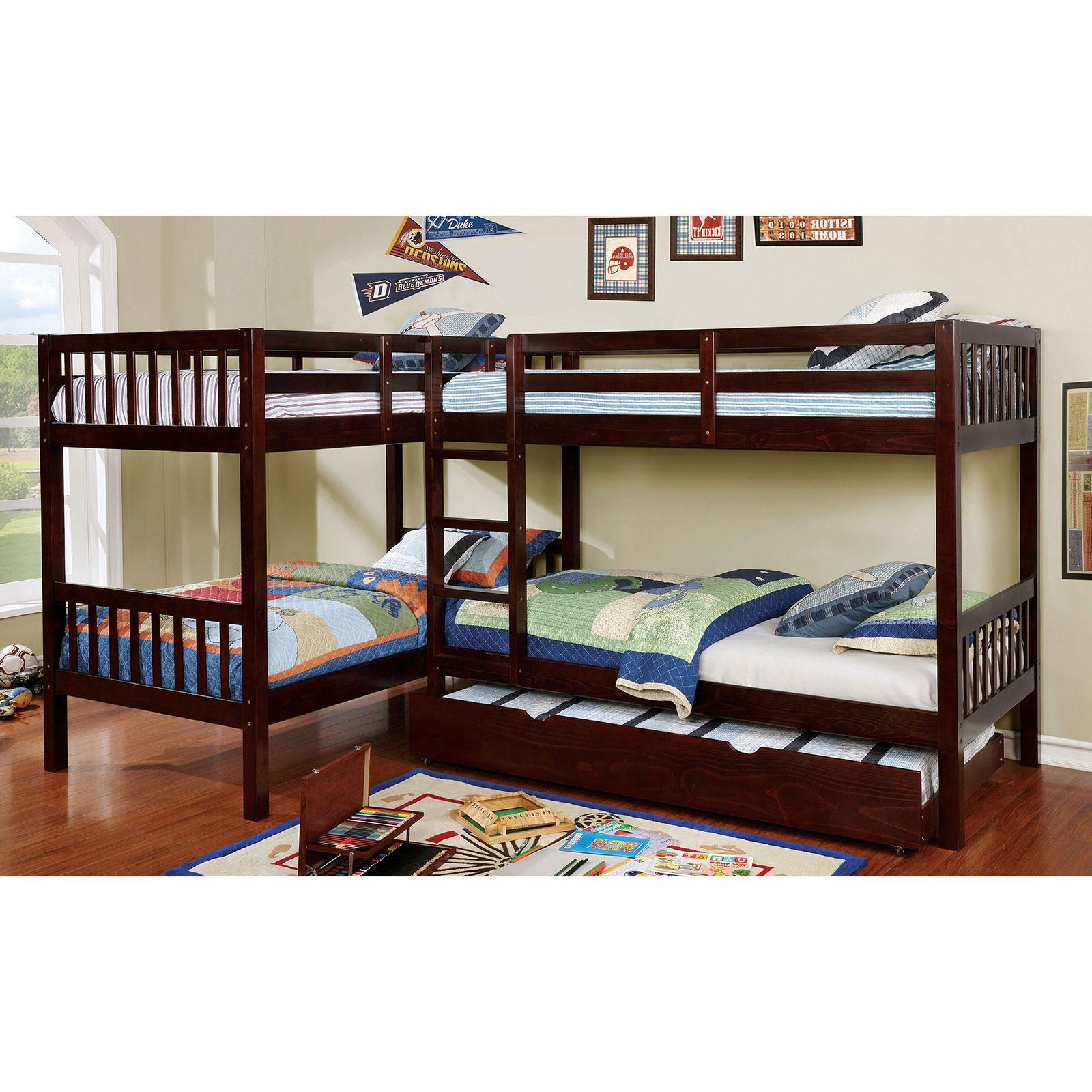Transitional Bunk Bed MARQUETTE CM-BK904 CM-BK904-BED in Brown 