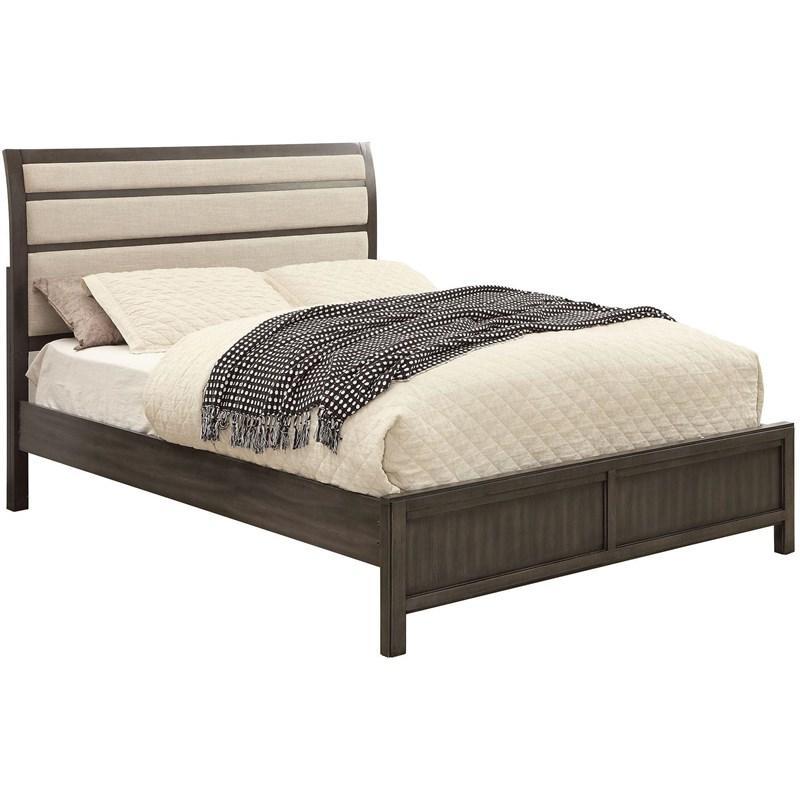Transitional Platform Bed BERENICE CM7580GY-CK CM7580GY-CK-BED in Gray Matte Lacquer