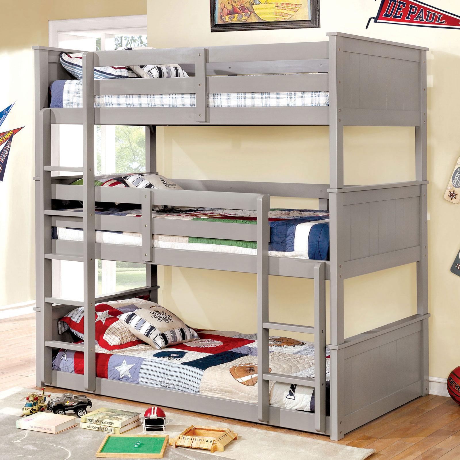 Transitional Bunk Bed THERESE CM-BK628GY CM-BK628GY-T-BED in Gray 