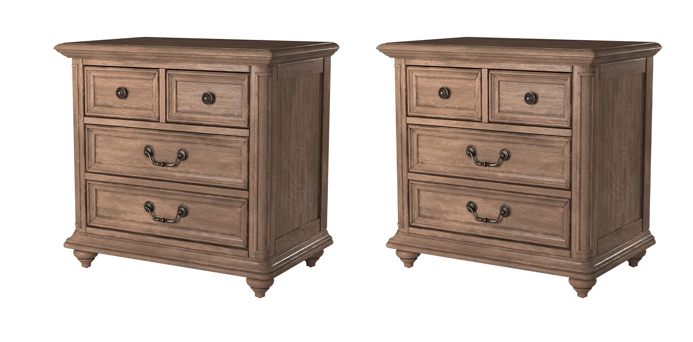 Modern, Traditional Nightstand Set MELBOURNE 1200-02-Set-2 in Truffle 