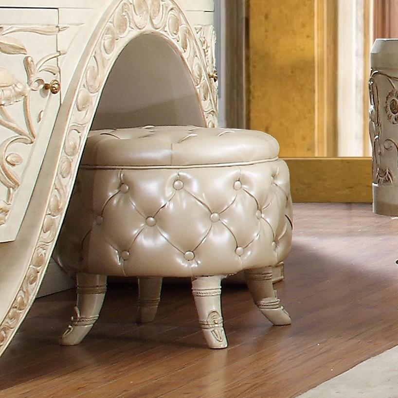 Traditional Stool HD-8030 HD-ST8030 in White Faux Leather