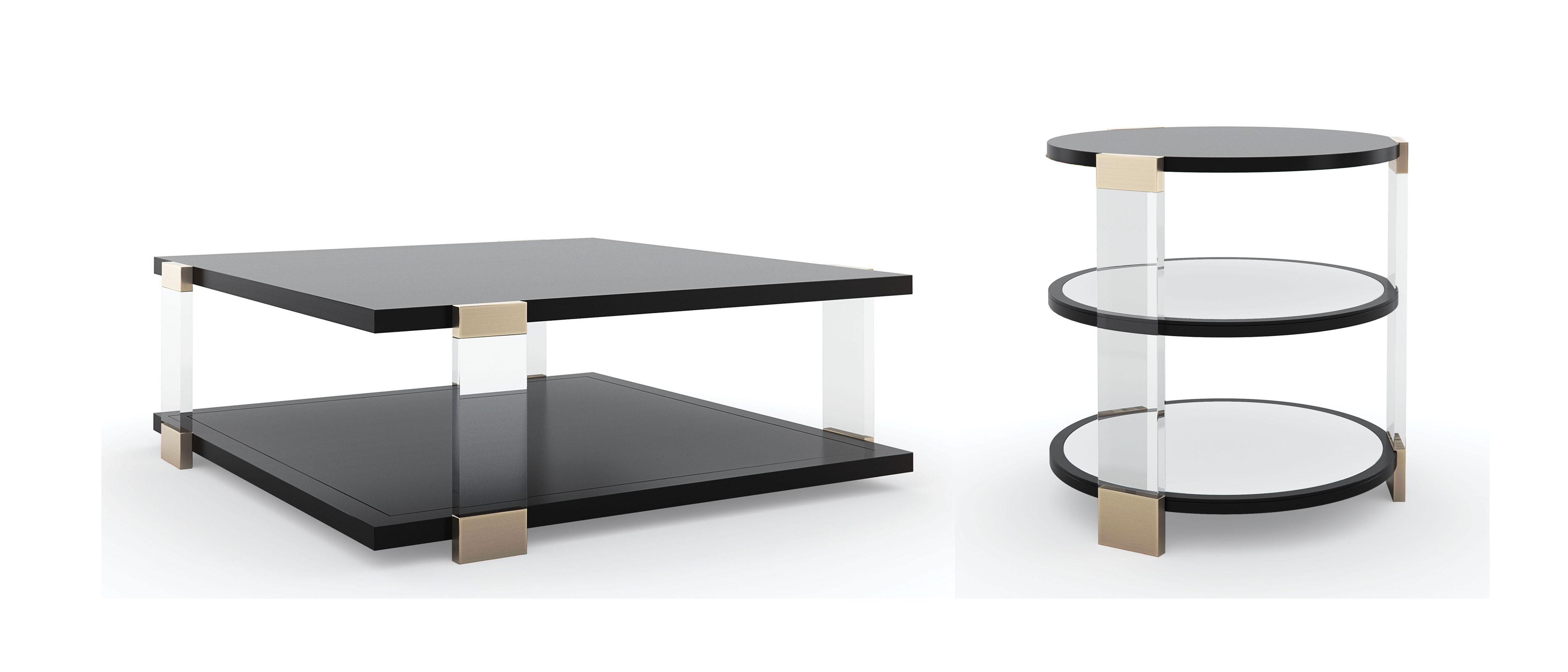 Contemporary Coffee Table Set I'LL TAKE THE CORNER TABLE CLA-020-403-Set-2 in Gold, Black 