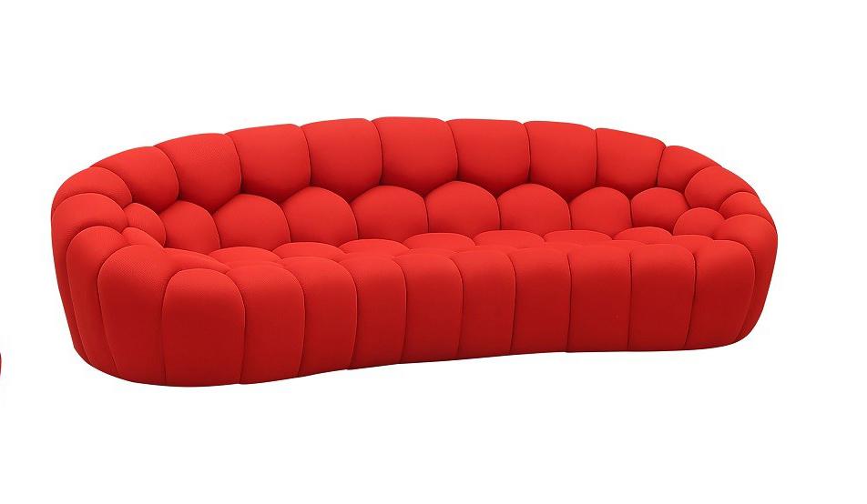 Contemporary Sofa Fantasy SKU 18442-R-S in Red Fabric