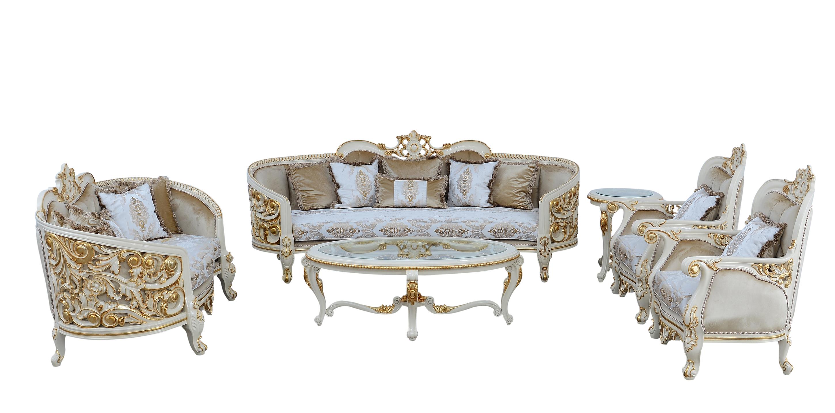 Classic, Traditional Sofa Set BELLAGIO 30017-S-Set-4 in Antique, Gold, Beige Fabric