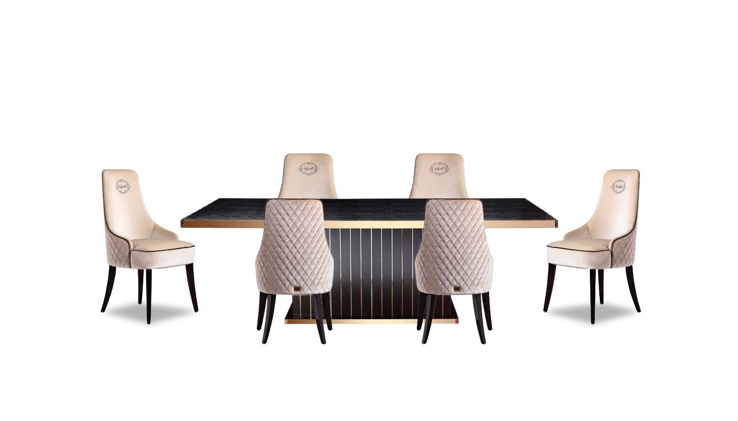 Contemporary, Modern Dining Room Set Talin VGUNCC842-240-7pcs in Black Crocodile Texture