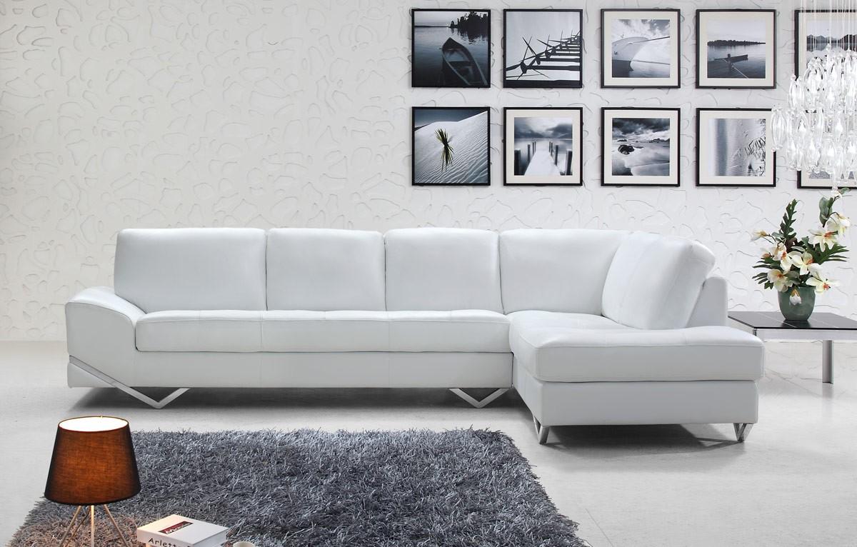 Contemporary, Modern Sectional Sofa Divani Casa Vanity VG2T0744S-WHT in White Eco-Leather