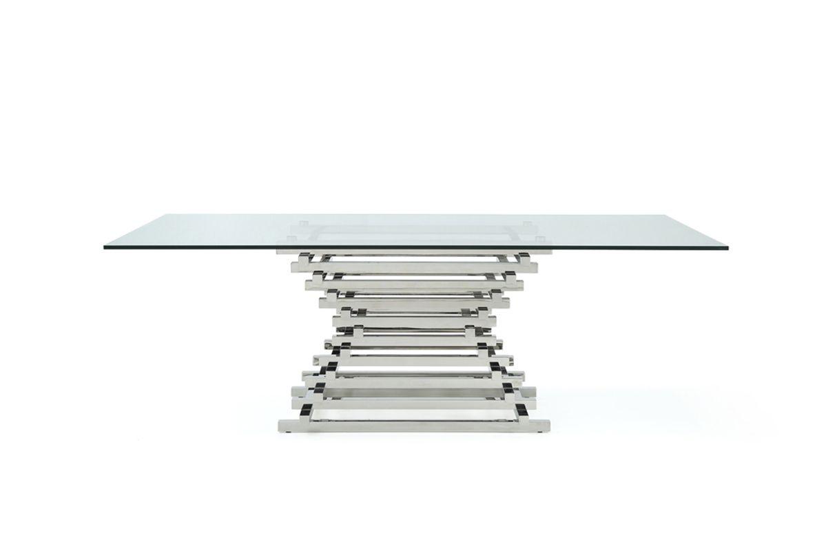 Contemporary, Modern Dining Table Crawford VGVCT8909-L in Silver 