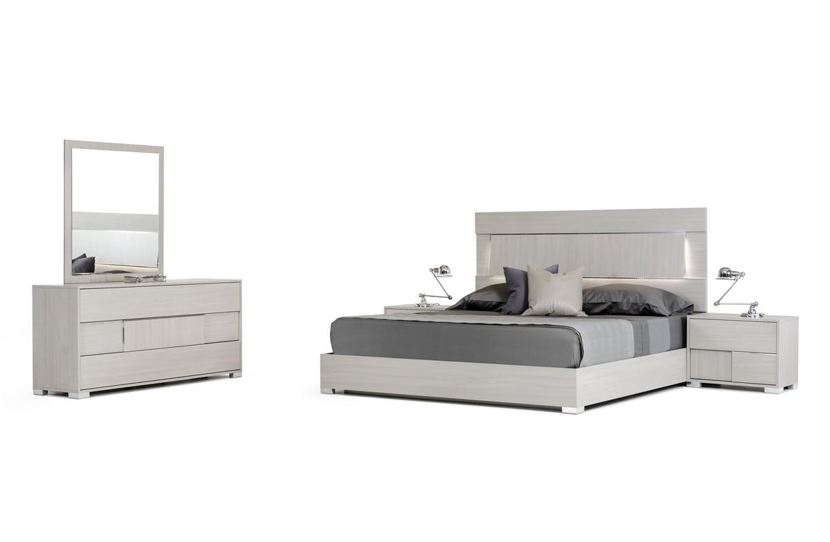Modern Platform Bedroom Set Modrest Ethan VGACETHAN-BED-CK-Set-6 in Gray Veneers