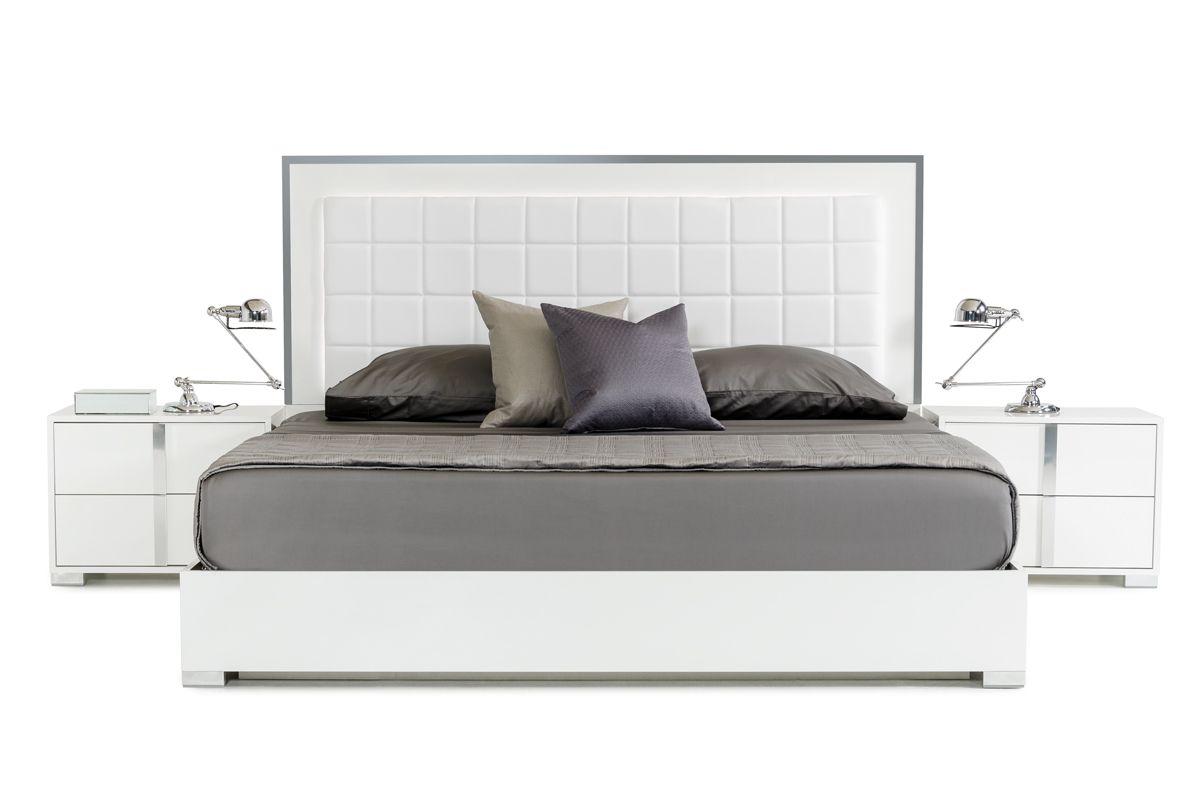 Contemporary, Modern Platform Bed San Marino VGACSANMARINO-BED-WHT-K in White Eco-Leather
