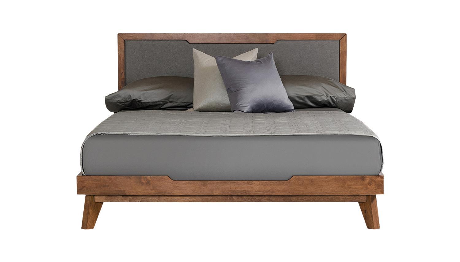 Contemporary, Modern Panel Bed Soria VGMABR-32-BED-Q in Walnut Linen