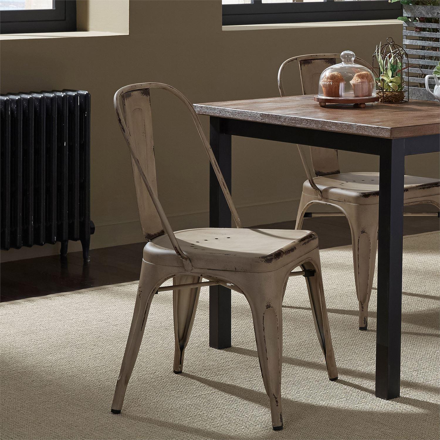 

    
Distressed Metal Finish Cream Dining Side Chairs 2pcs 179-C3505-W Liberty Furniture
