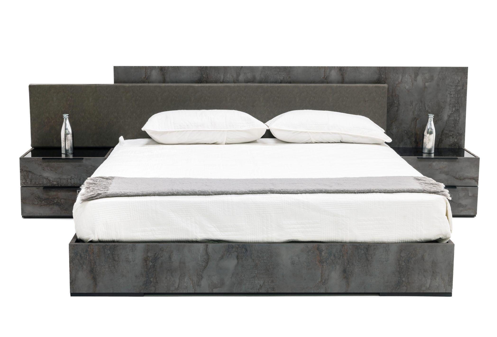 Contemporary, Modern Panel Bedroom Set VGACFERRARA-BED-2NS-SET VGACFERRARA-BED-2NS-SET 79299 in Gray Faux Leather