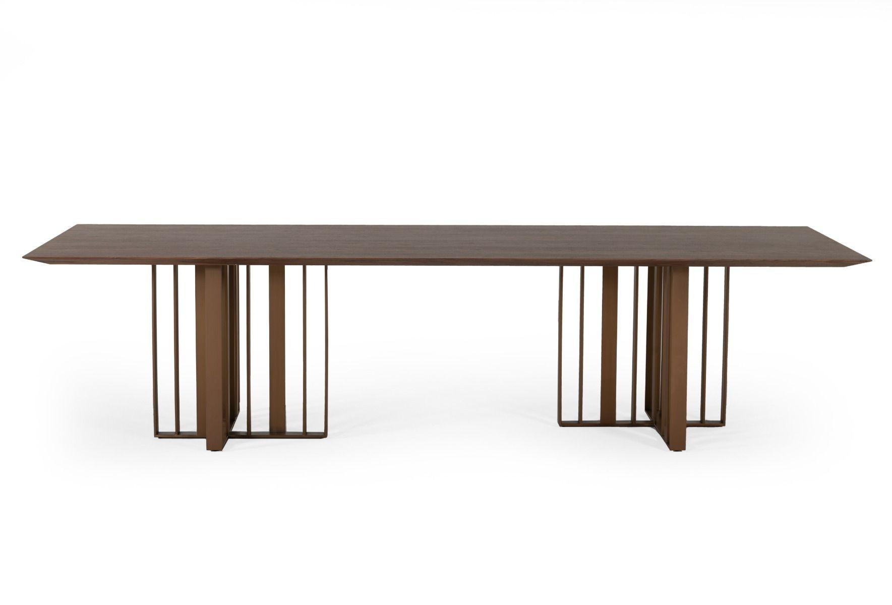 Contemporary, Modern Dining Table Livia VGBBMI2005T-WGE-DT in Walnut, Gold 