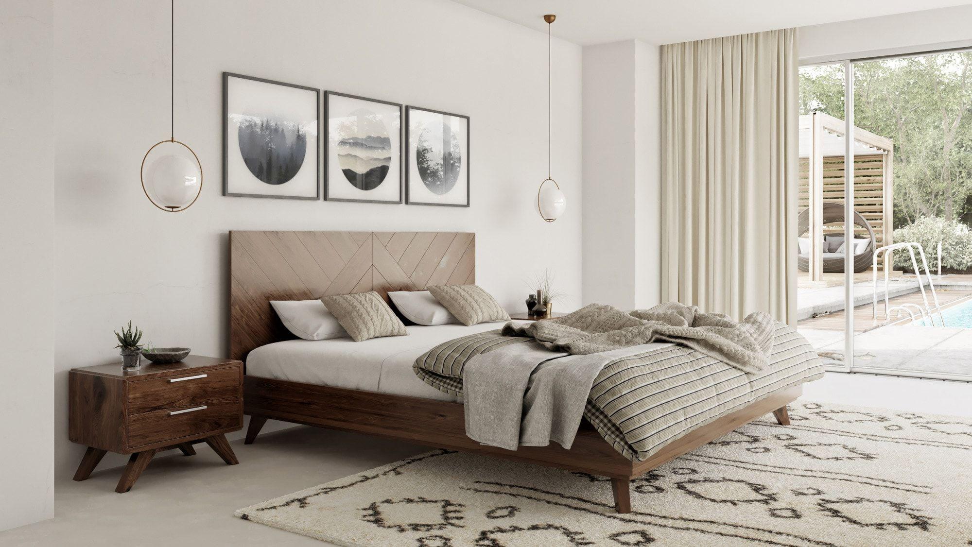 

    
Walnut California King Size Panel Bedroom Set by VIG Nova Domus Soren
