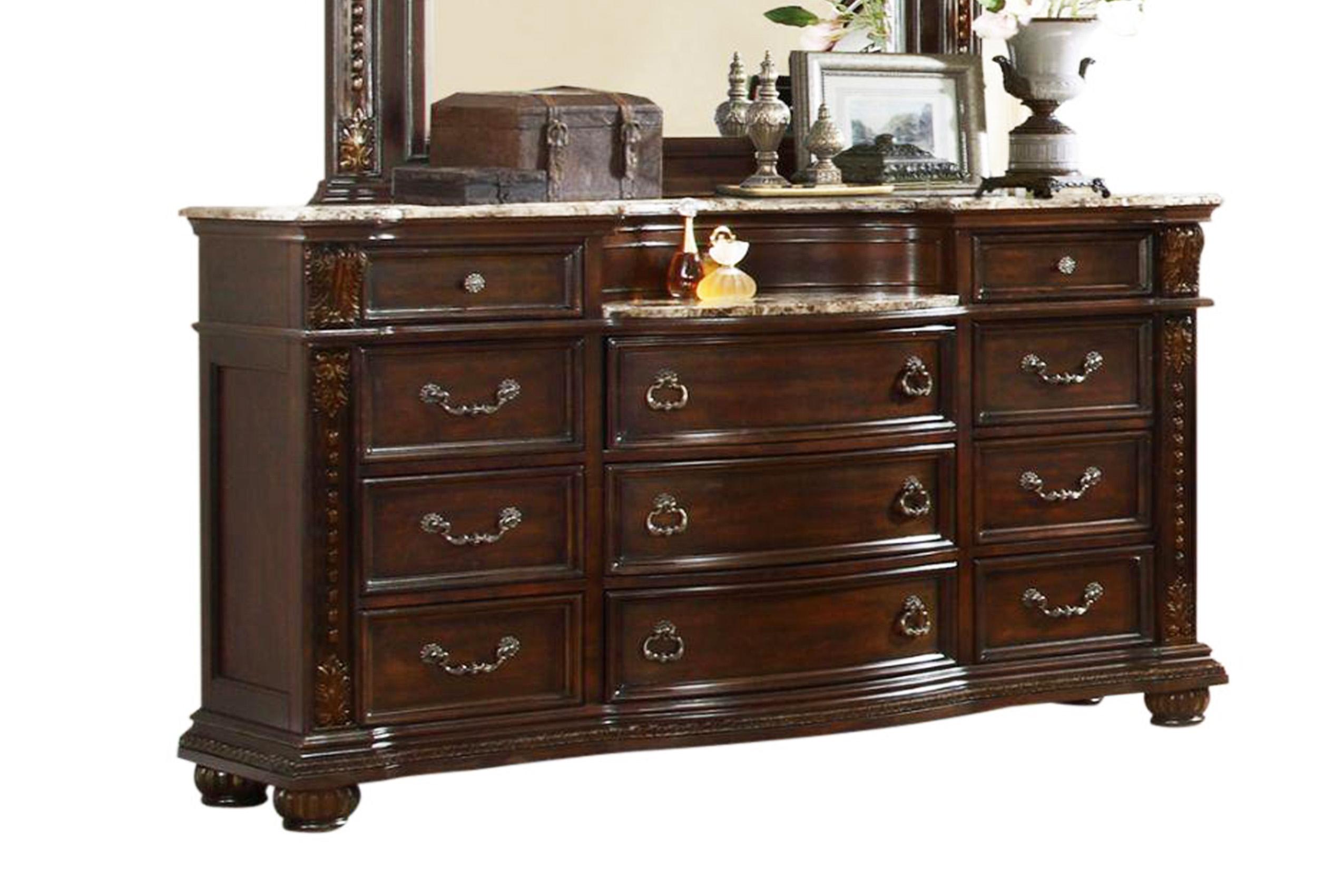 

    
Walnut Carved Wood 11 Drawer Dresser ROMA Galaxy Home Traditional Classic
