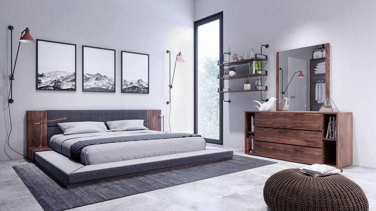 

    
Brown & Gray Fabric K Platform Bedroom Set by VIG Nova Domus Jagger
