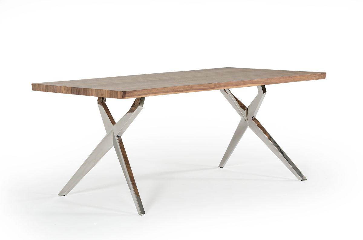 

    
Walnut & Stainless Steel Dining Table Modrest Stark VIG Modern Contemporary
