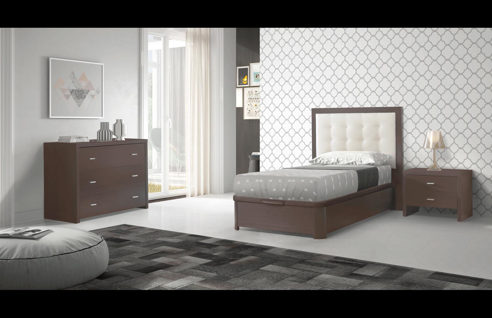 Contemporary, Modern Storage Bedroom Set REGINABEDFS REGINABEDFS-ND-3PC in Wenge, White Eco Leather
