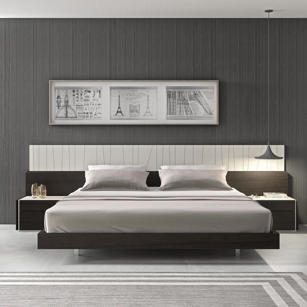 

    
Wenge & Light Grey L.E.D Lights Queen Size Platform Bedroom Set 3Pcs Modern J&M Porto
