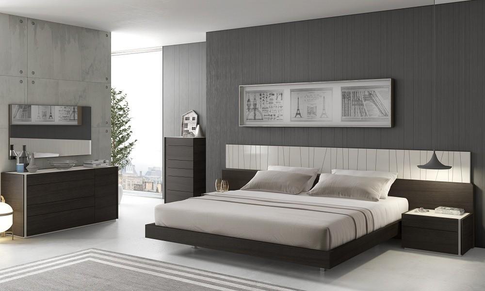 

    
Wenge & Light Grey L.E.D Lights Queen Size Platform Bedroom Set 5Pcs Modern J&M Porto

