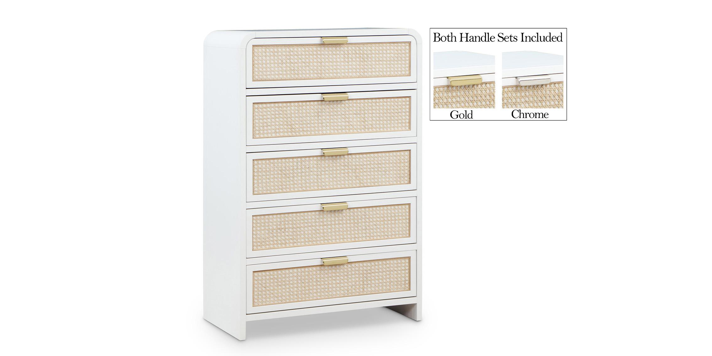 

    
White 5 Drawer Wood Chest SAGE 873White-CH Meridian Contemporary Modern
