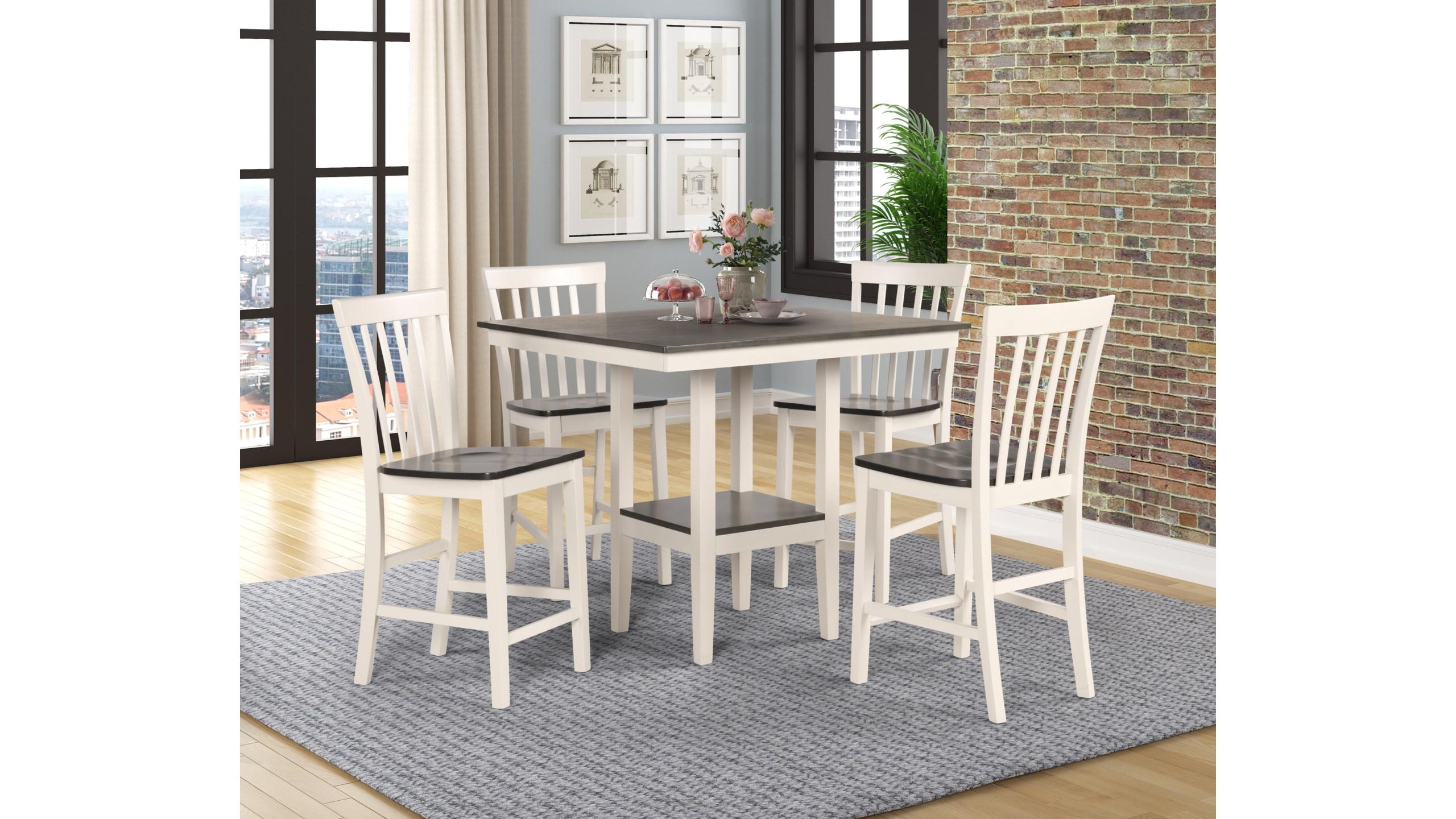 

    
White & Brown Counter Dining Set by Crown Mark Brody 2682SET-WH/GY-5pcs
