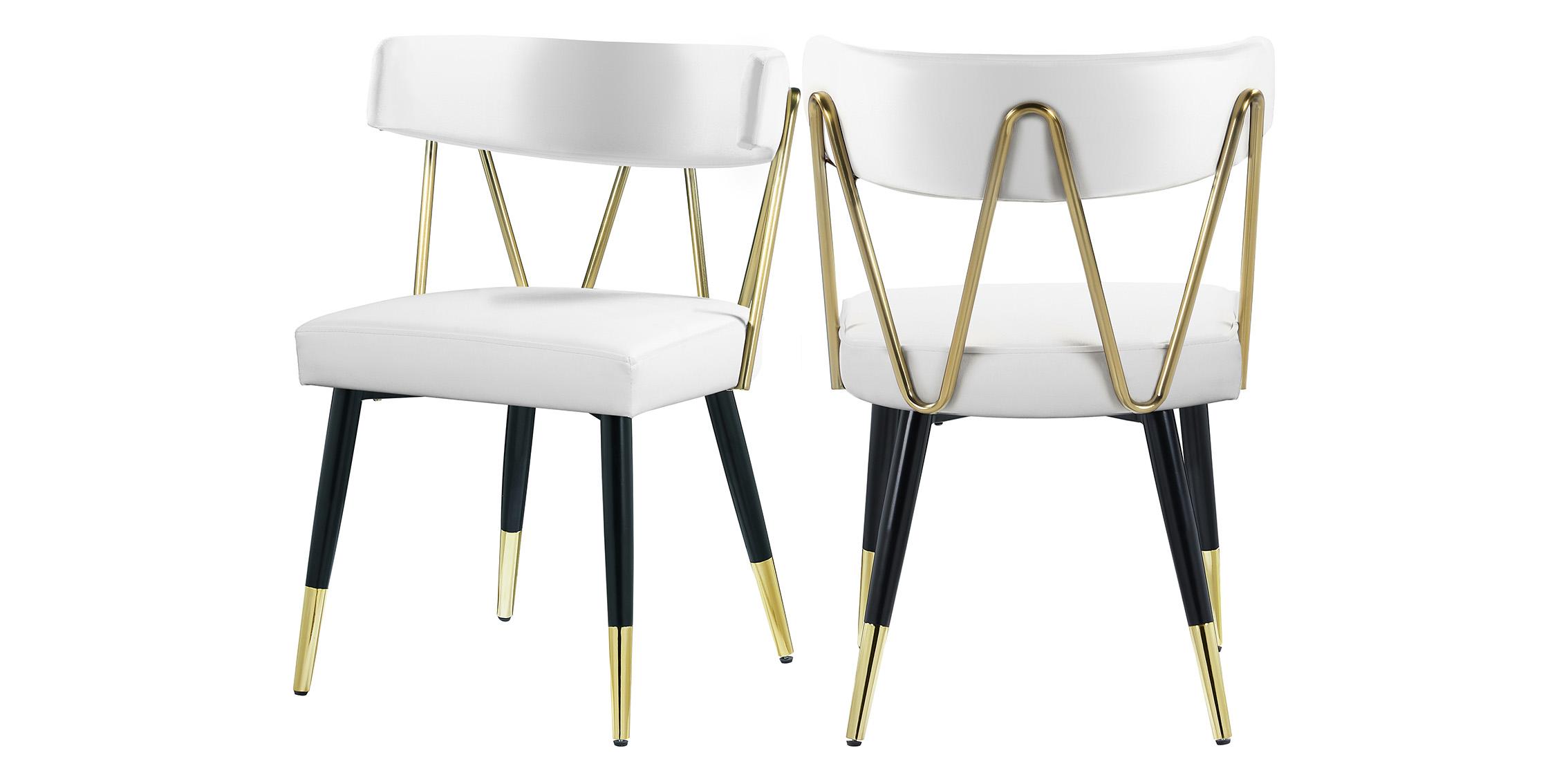 

    
White Faux Leather & Gold Chair Set 2 RHEINGOLD 854White-C Meridian Modern
