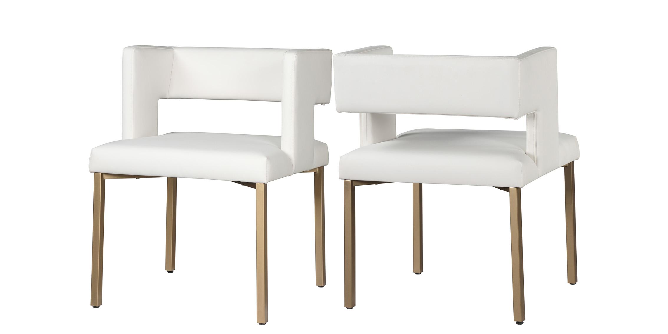 

    
White Faux Leather & Gold Dining Chair Set 2P CALEB 967White-C Meridian Modern
