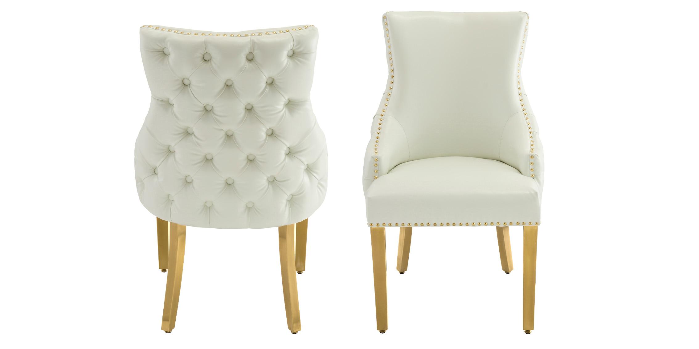 

    
White Faux Leather Tufted Dining Chair Set 2Pcs TUFT 730White-C Meridian Modern

