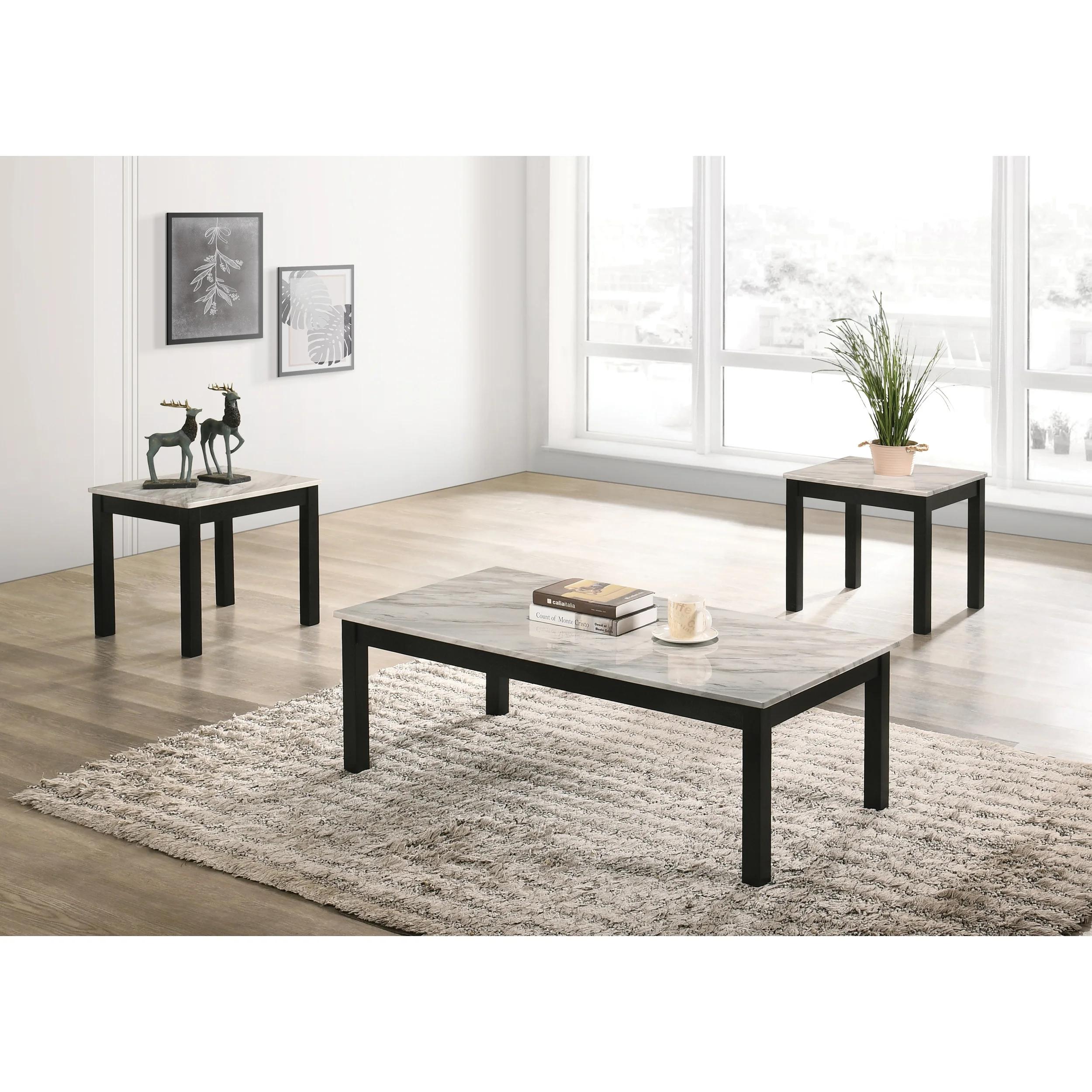 

    
White Faux Marble Coffee Table & 2 End Tables by Crown Mark Thurner 4167SET-WH
