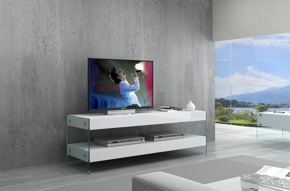 

    
White Finish Mini TV Base in High Gloss Modern J&M Cloud
