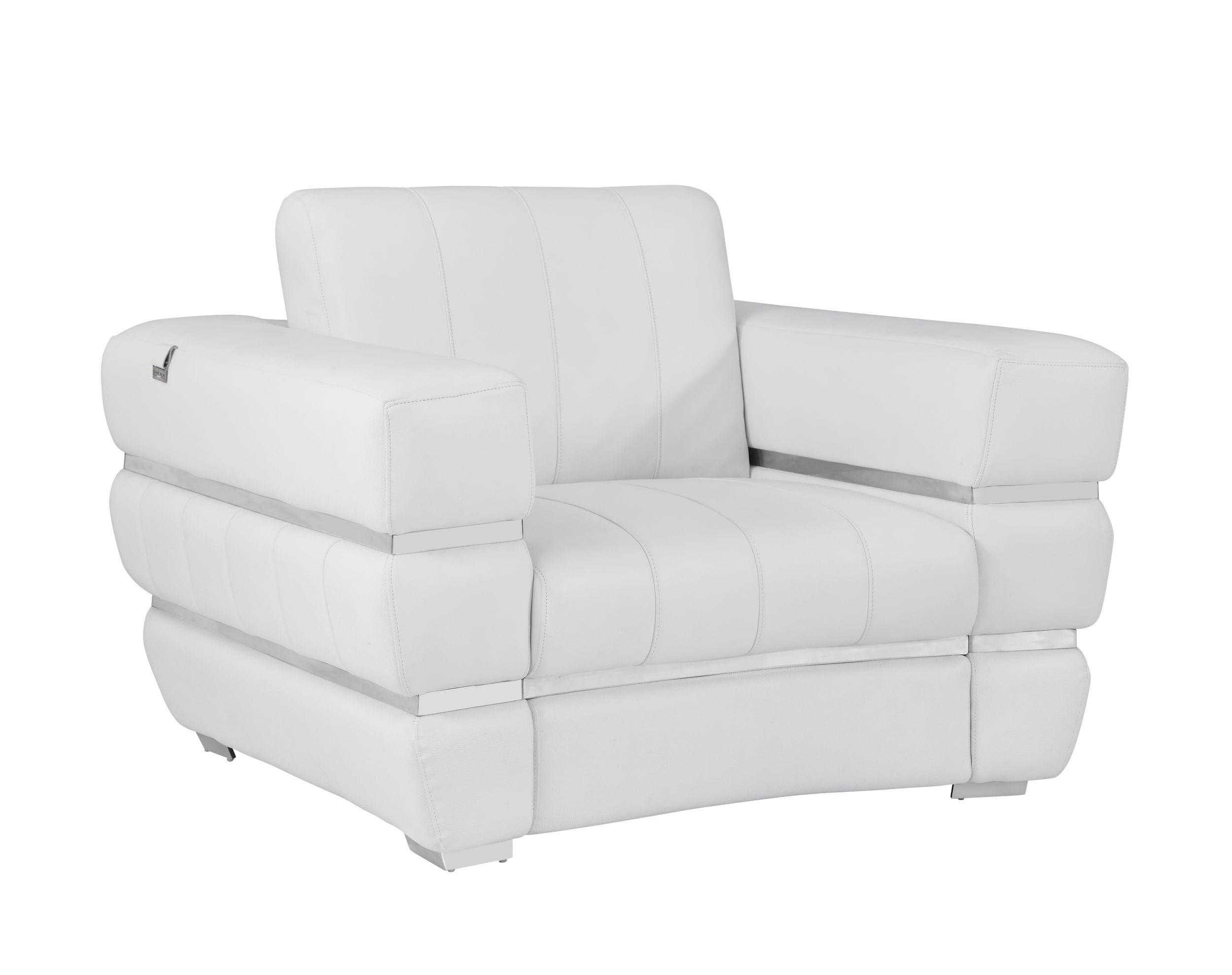 Contemporary Armchair 904 904-WHITE-CH in White Leather