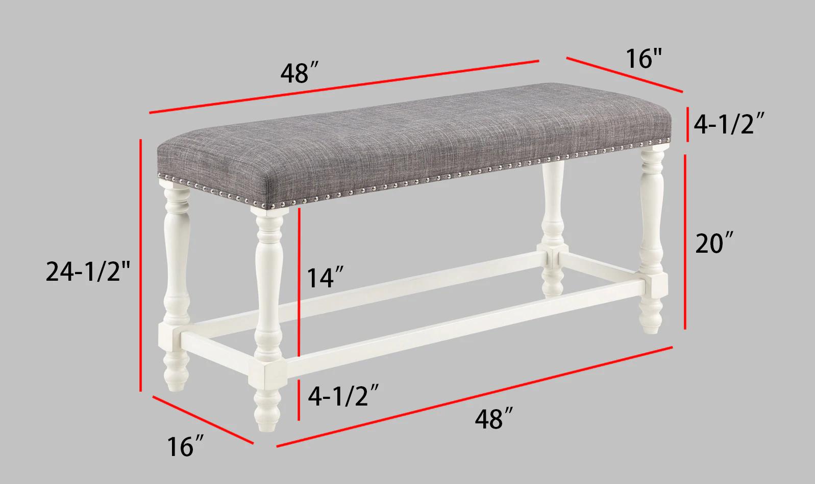 

    
White & Gray Counter Height Bench by Crown Mark Langley 2766CG-BENCH
