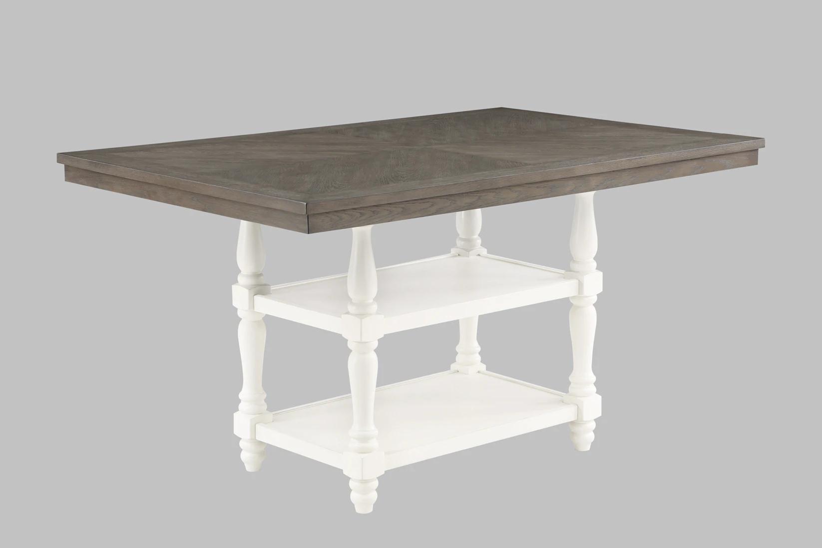 Traditional, Farmhouse Counter Height Table Langley 2766CG-T-4266 in White and Gray 