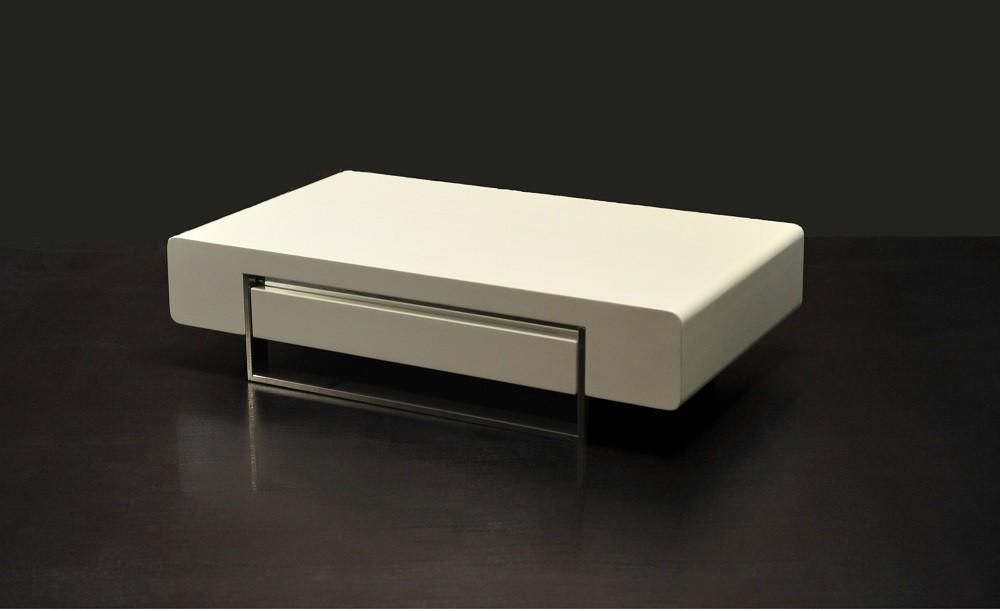 

    
White High Gloss Finish Chrome Legs Coffee Table Modern J&M 902A
