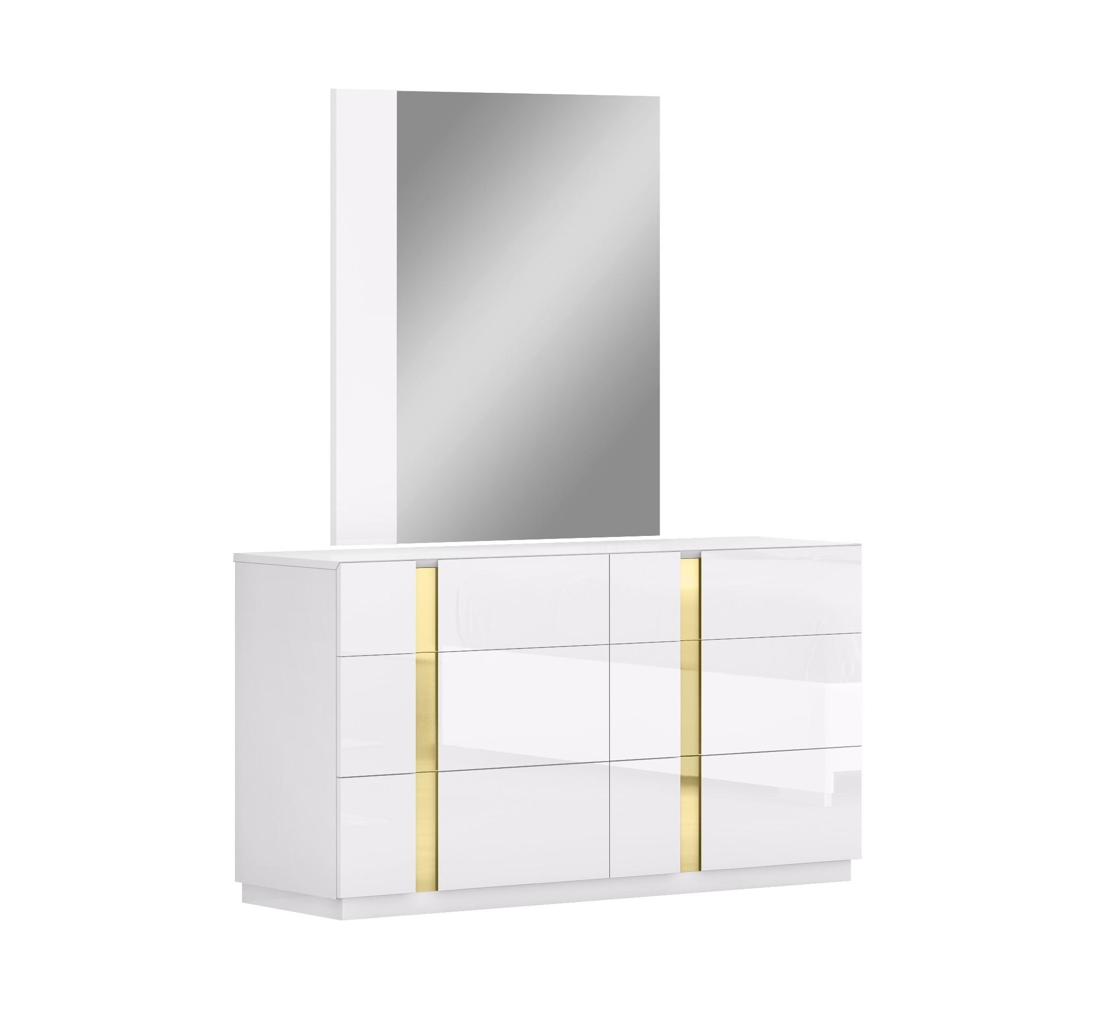 

    
White High Gloss & Gold Accents Dresser w/ Mirror Set by J&M Furniture Kyoto 19974
