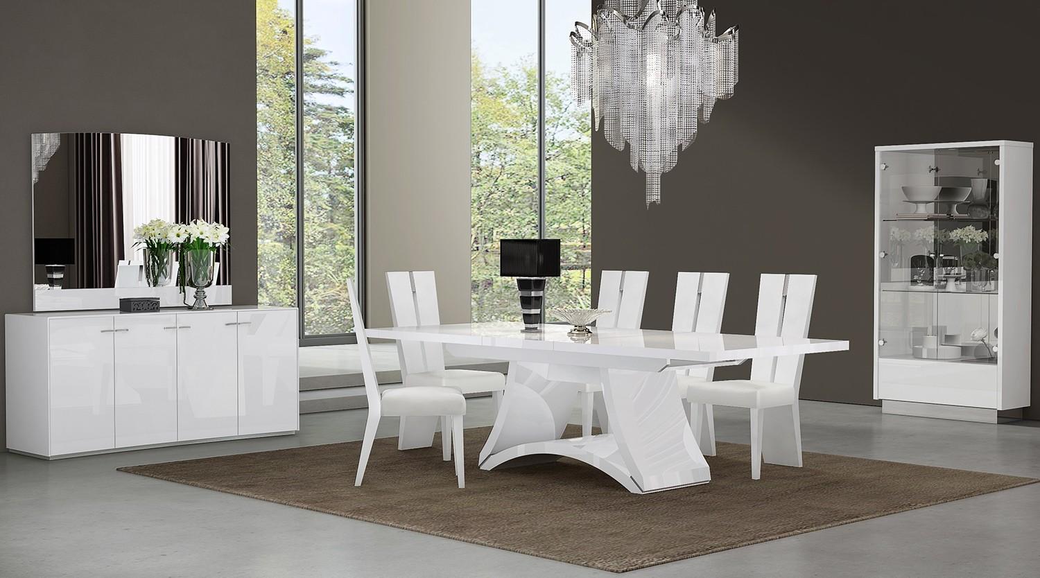 

        
083398861637WHITE Lacquer Dining Table Set 8Pcs Contemporary D313 Global United

