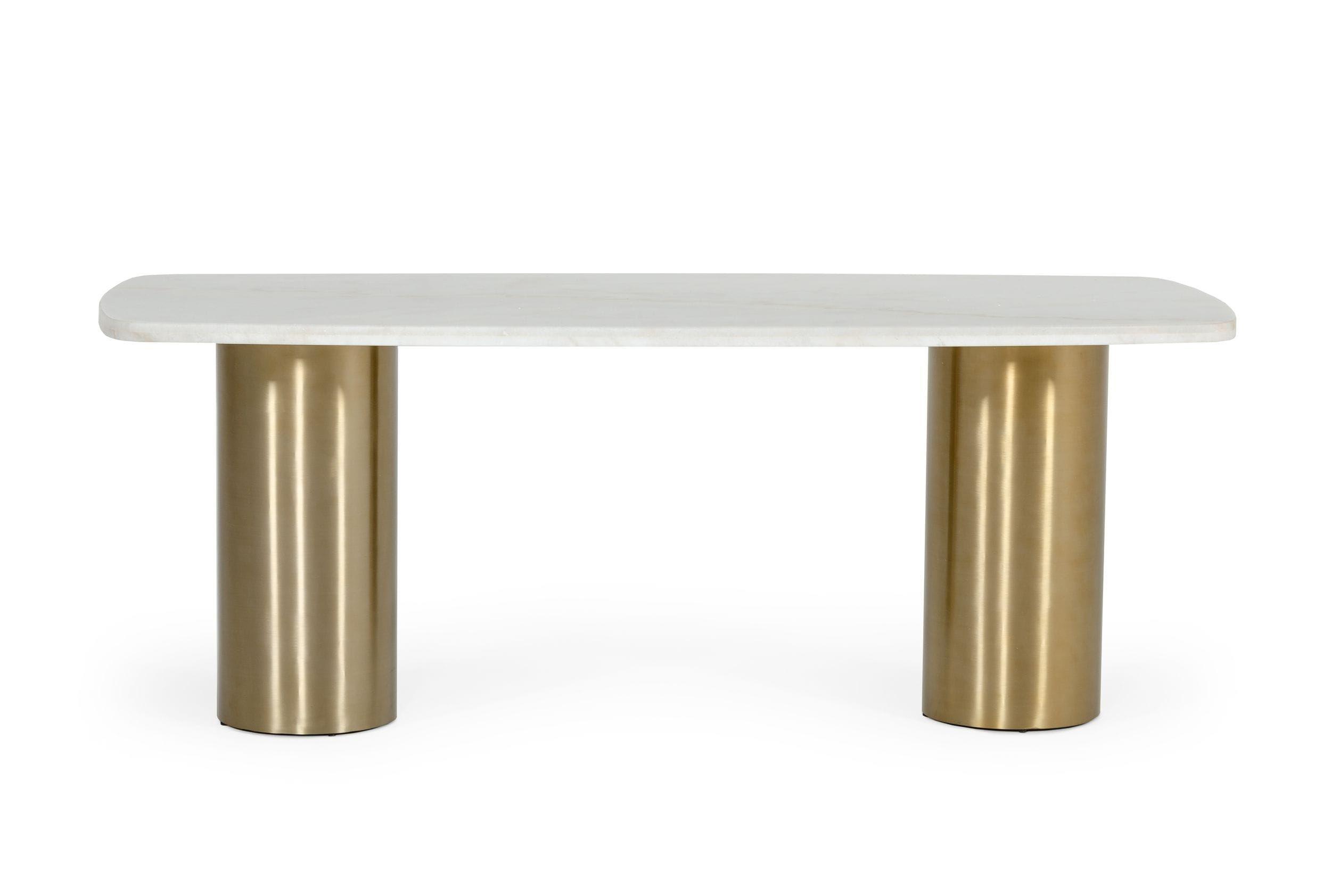 Contemporary, Modern Dining Table Rocky VGGMM-DT-1360A-DT in White, Gold 